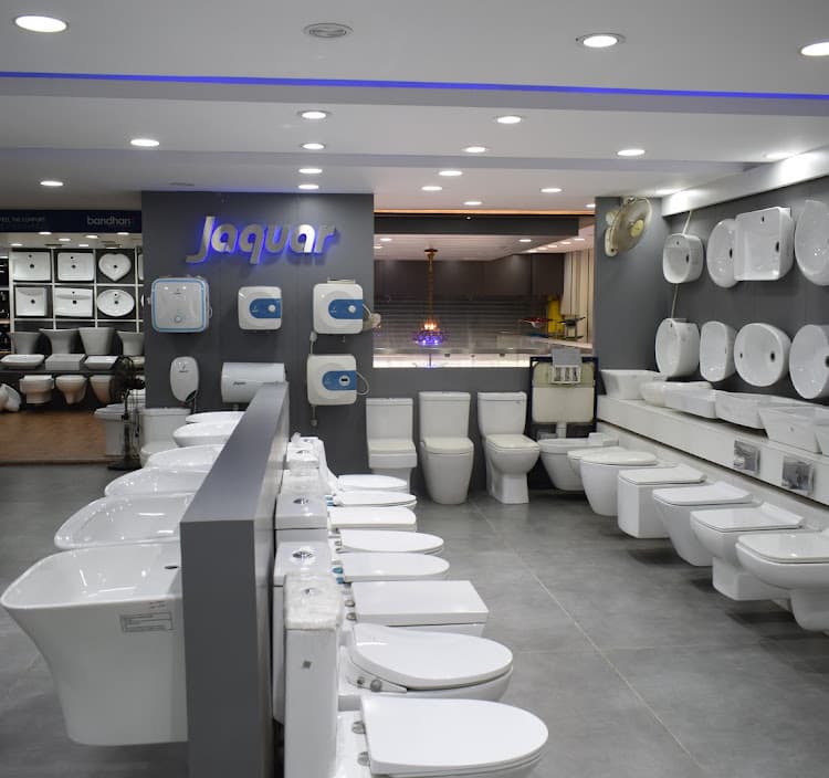 Jaquar water closets and wash basins on the sanitaryware floor